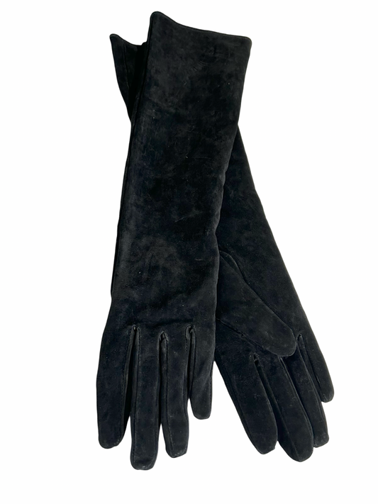 Black suede opera gloves