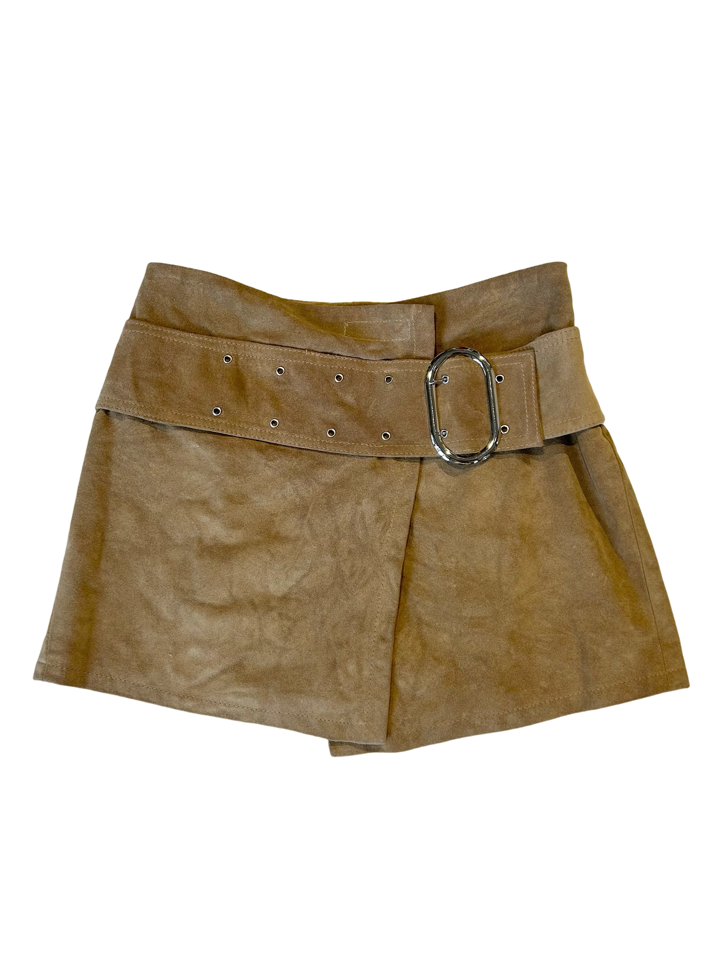 Y2K latte suede mini skirt