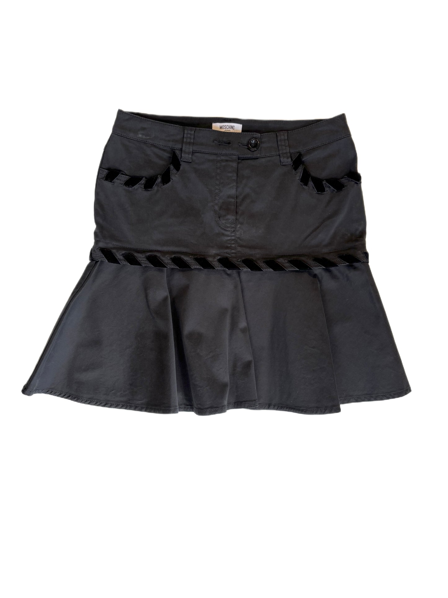 Moschino Black Ruffle Midi Skirt