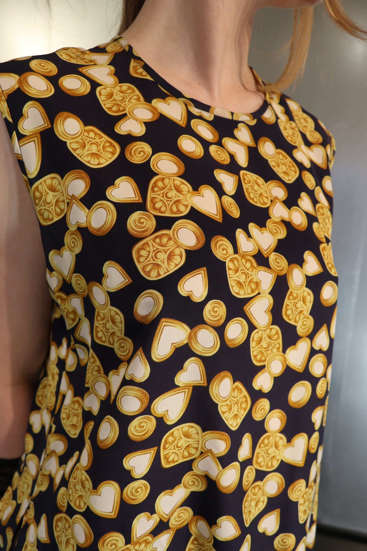 Vintage YSL Ornate Gold Hearts Silk Top