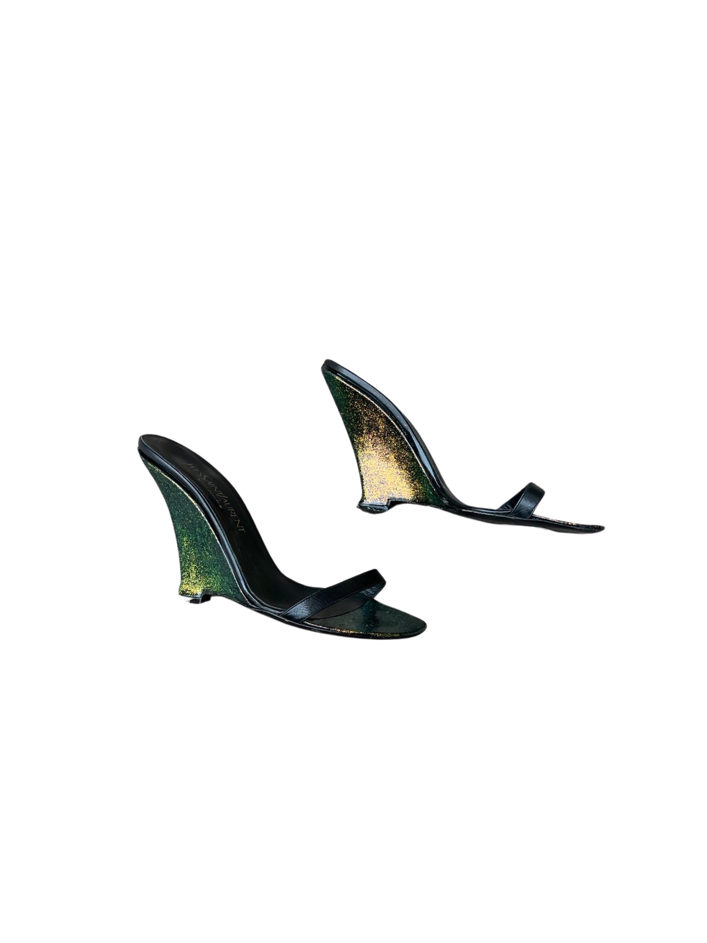 YSL Rive Gauche Glitter Sandals