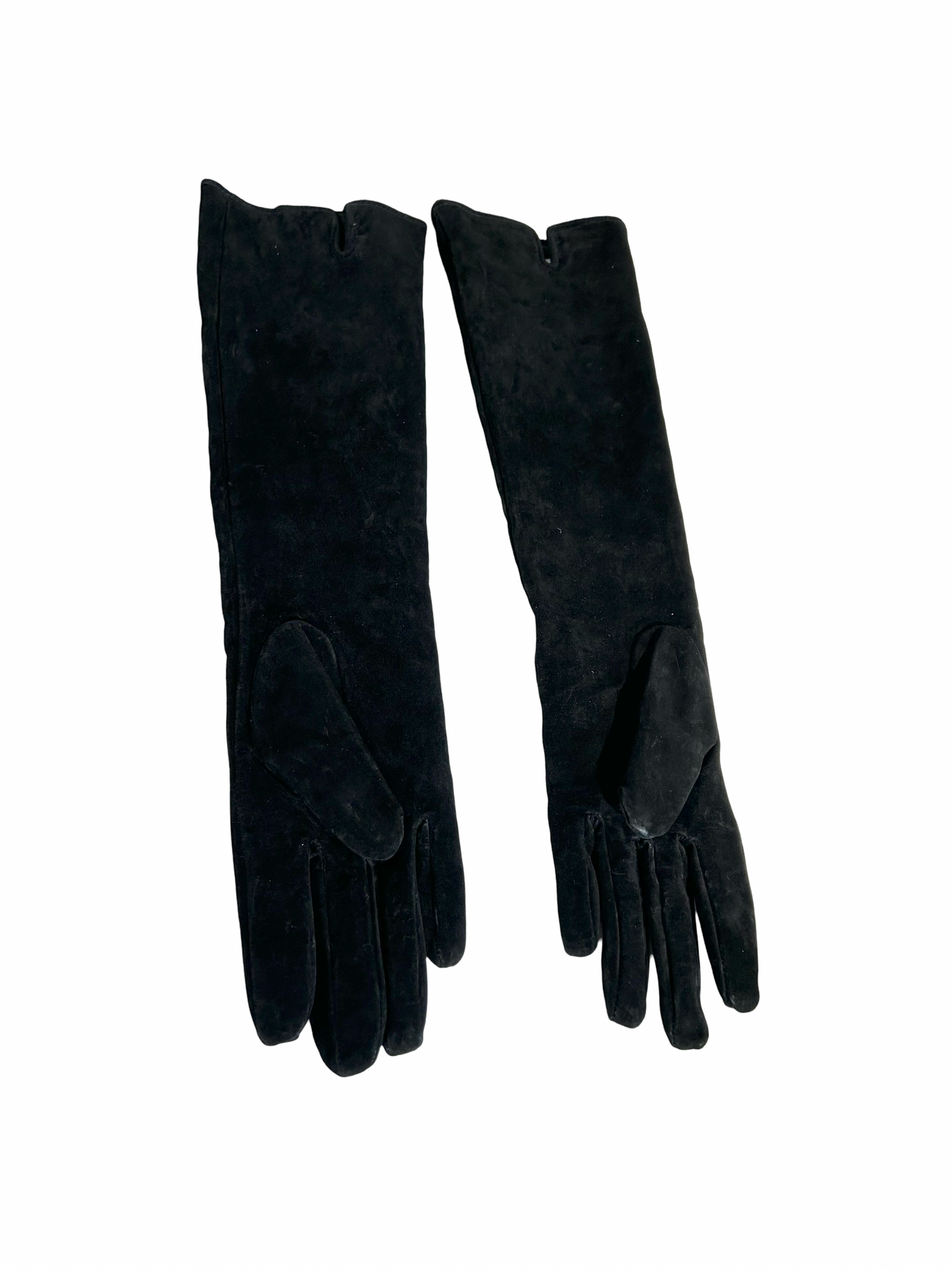 Black suede opera gloves