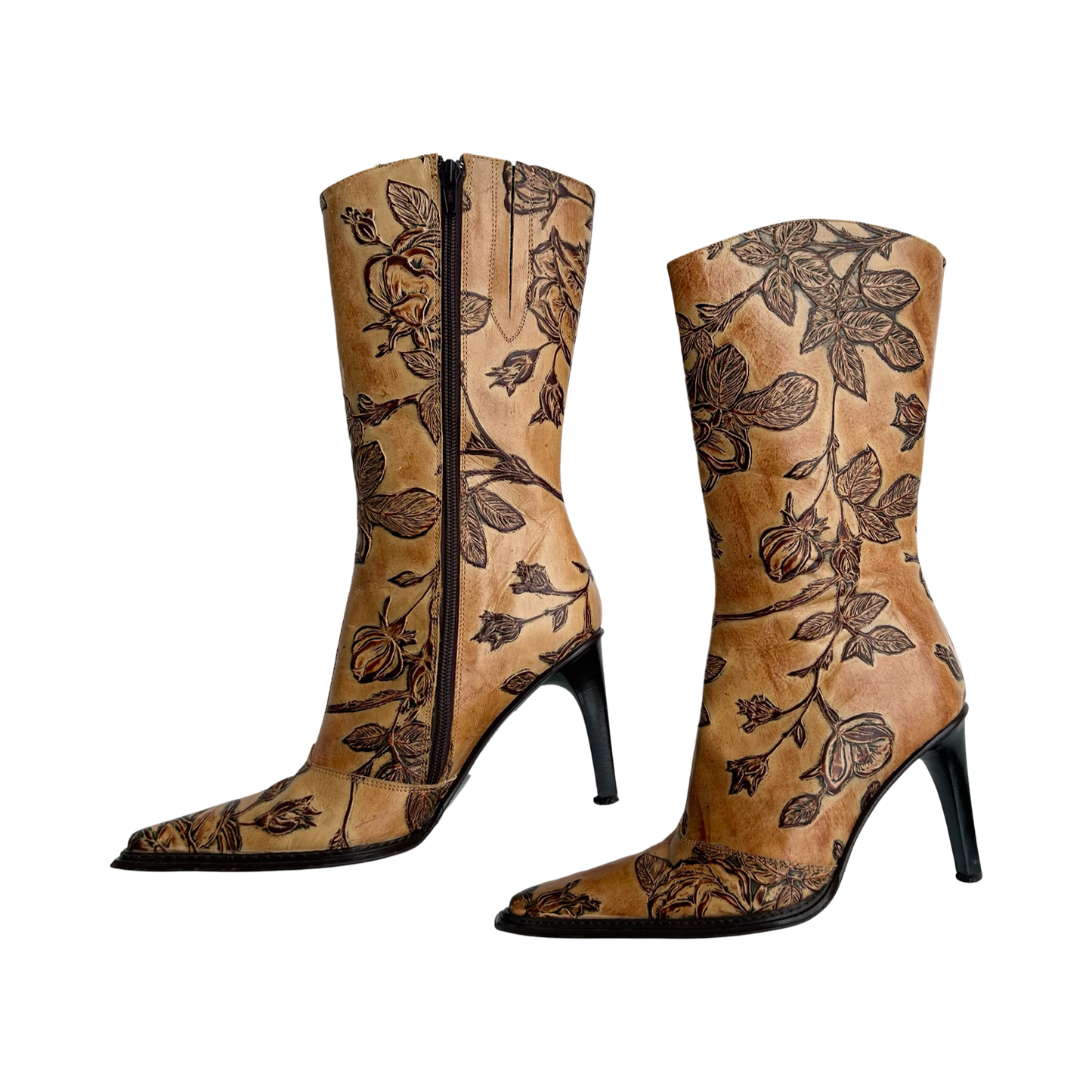 Rose tattoo mid calf boots