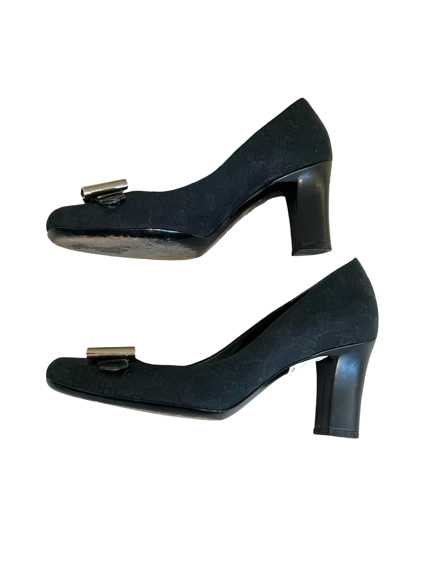 Gucci black monogram pumps