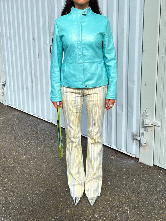 LAURÈL Turquoise Leather Jacket Y2K
