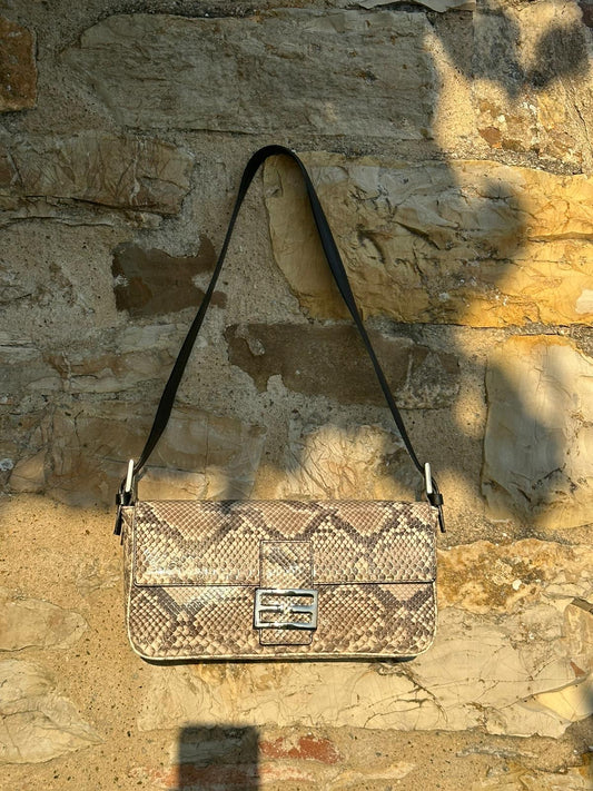 Leather snake shoulder bag