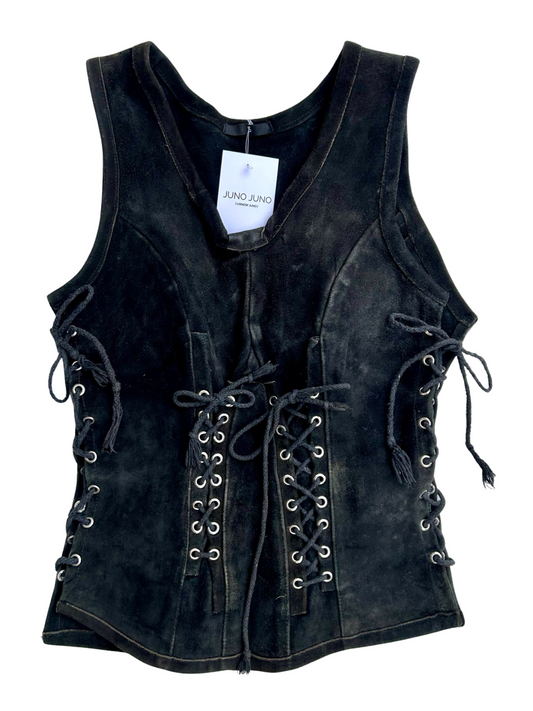 RARE vintage suede corset vest