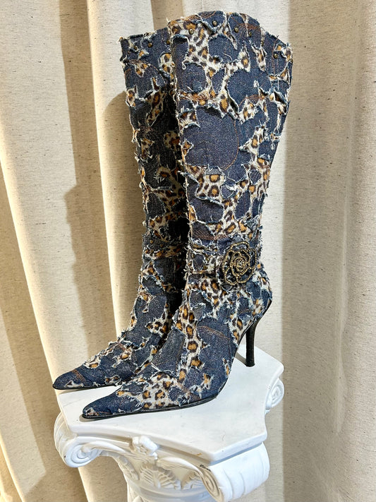 Cheeta and denim pointy heels