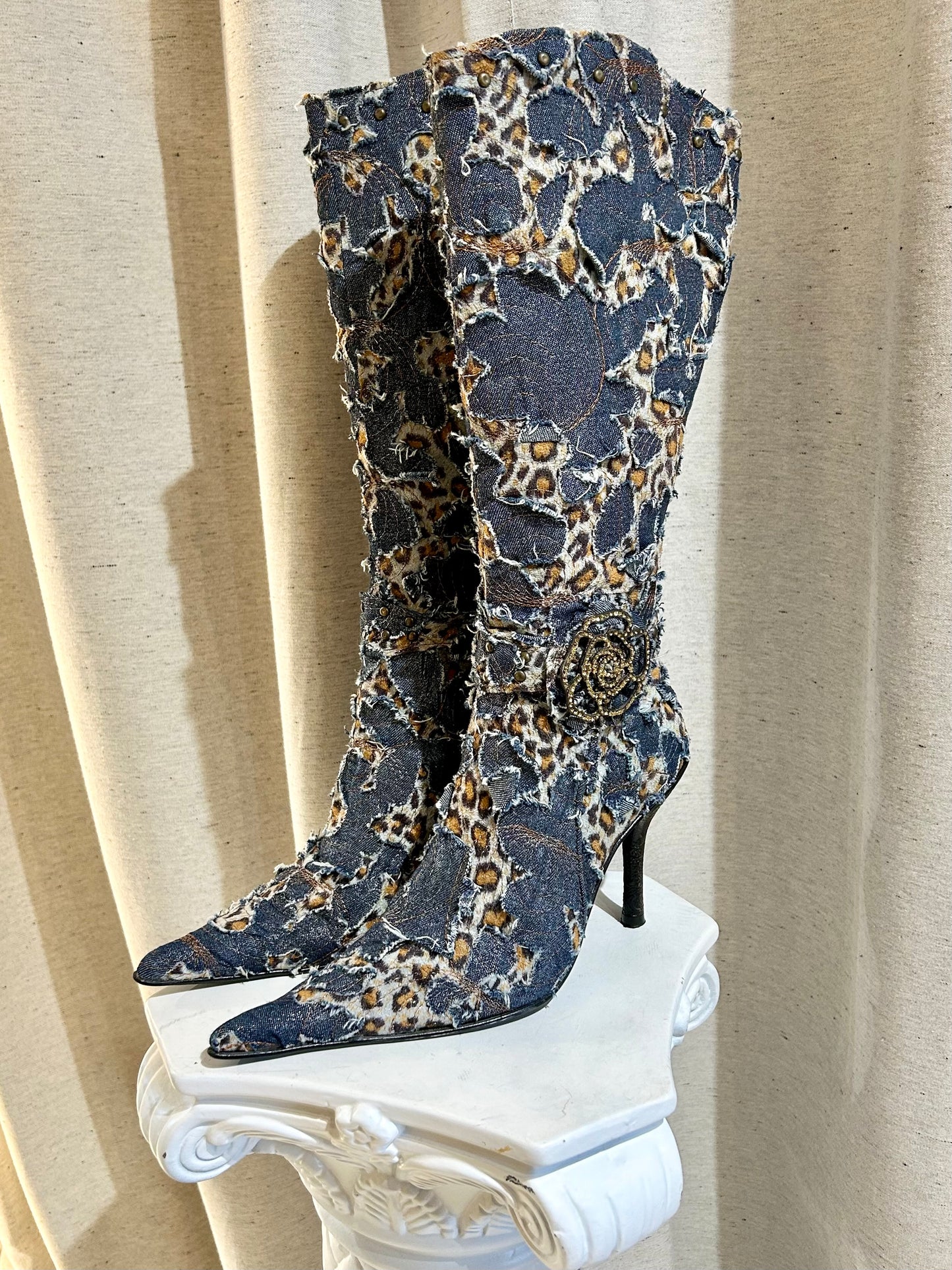 Cheeta and denim pointy heels
