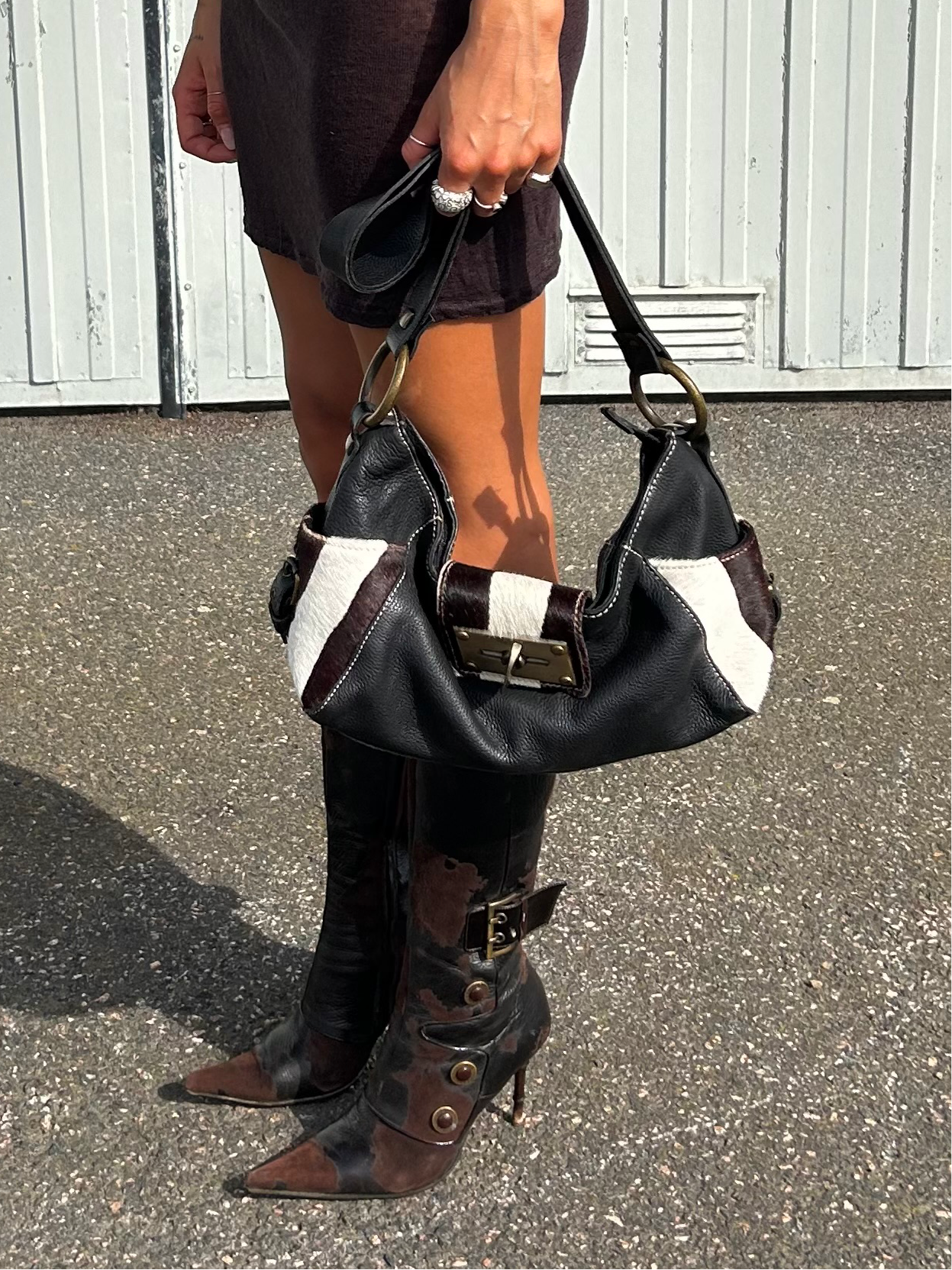 Robert Pietri cows skin crossover bag