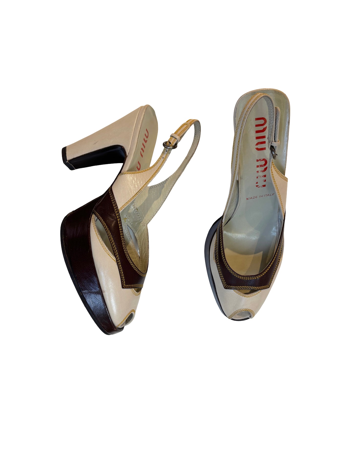 Miu Miu Two-Tone Platform Slingbacks