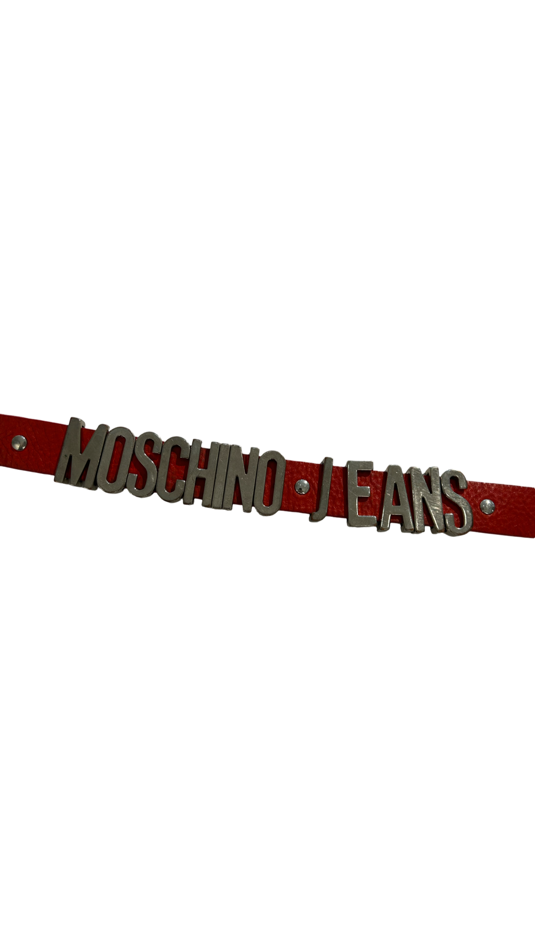 Moschino chrome heart letter belt