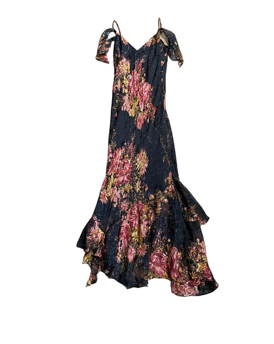 Beaded Floral Silk dress 1990’s