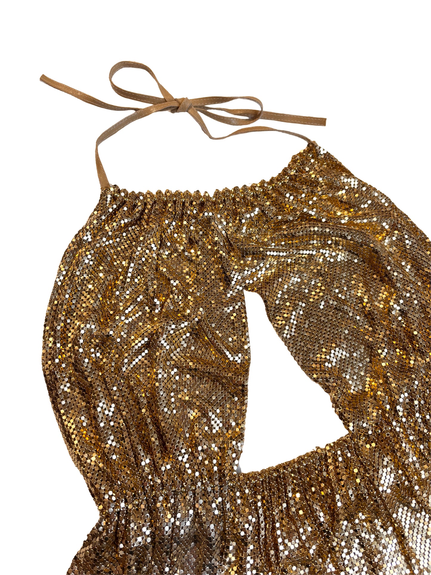 Gold halterneck metallic top