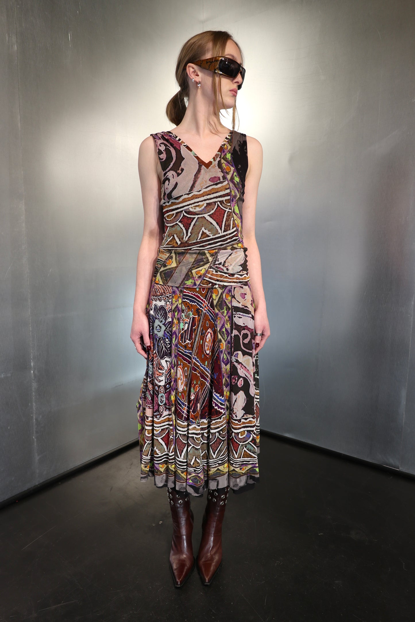Gaultier Soleil Trompe L'oeil Tribal Mesh Dress