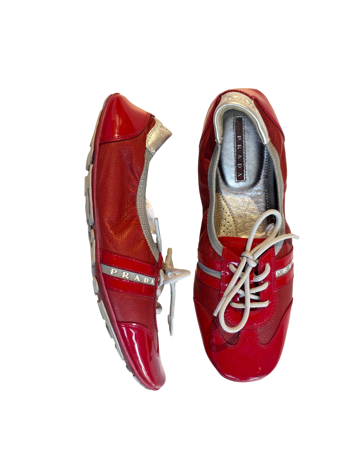 Prada Red Patent Leather Ballet Sneakers