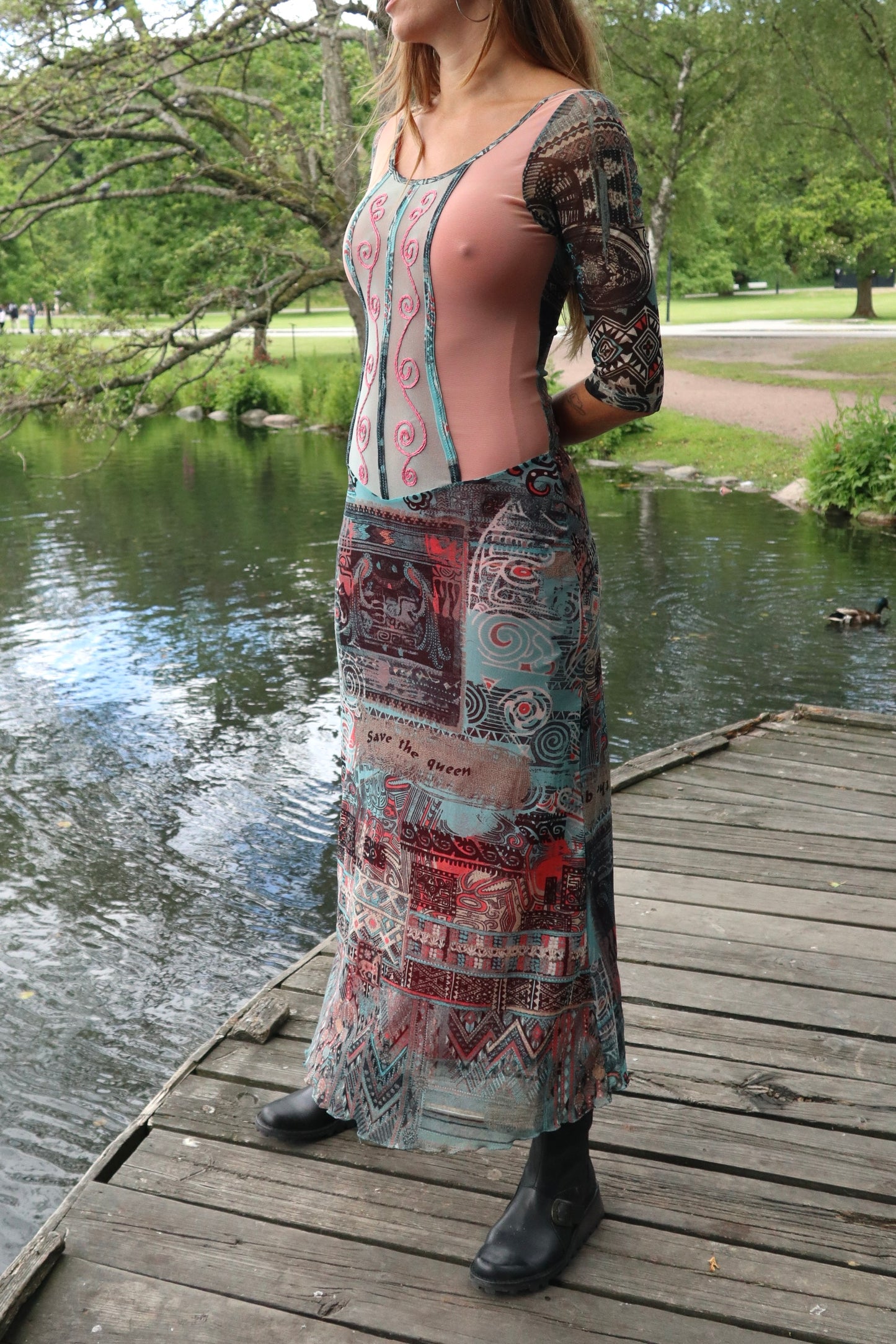 Save the Queen Patchwork Print Maxi Dress