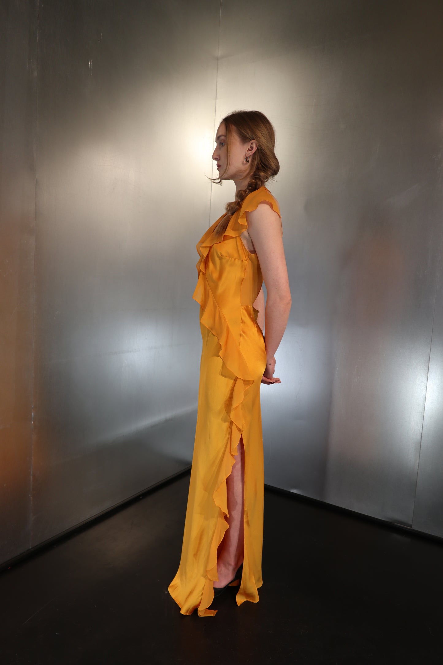 Vintage Ruffled Silk Gown
