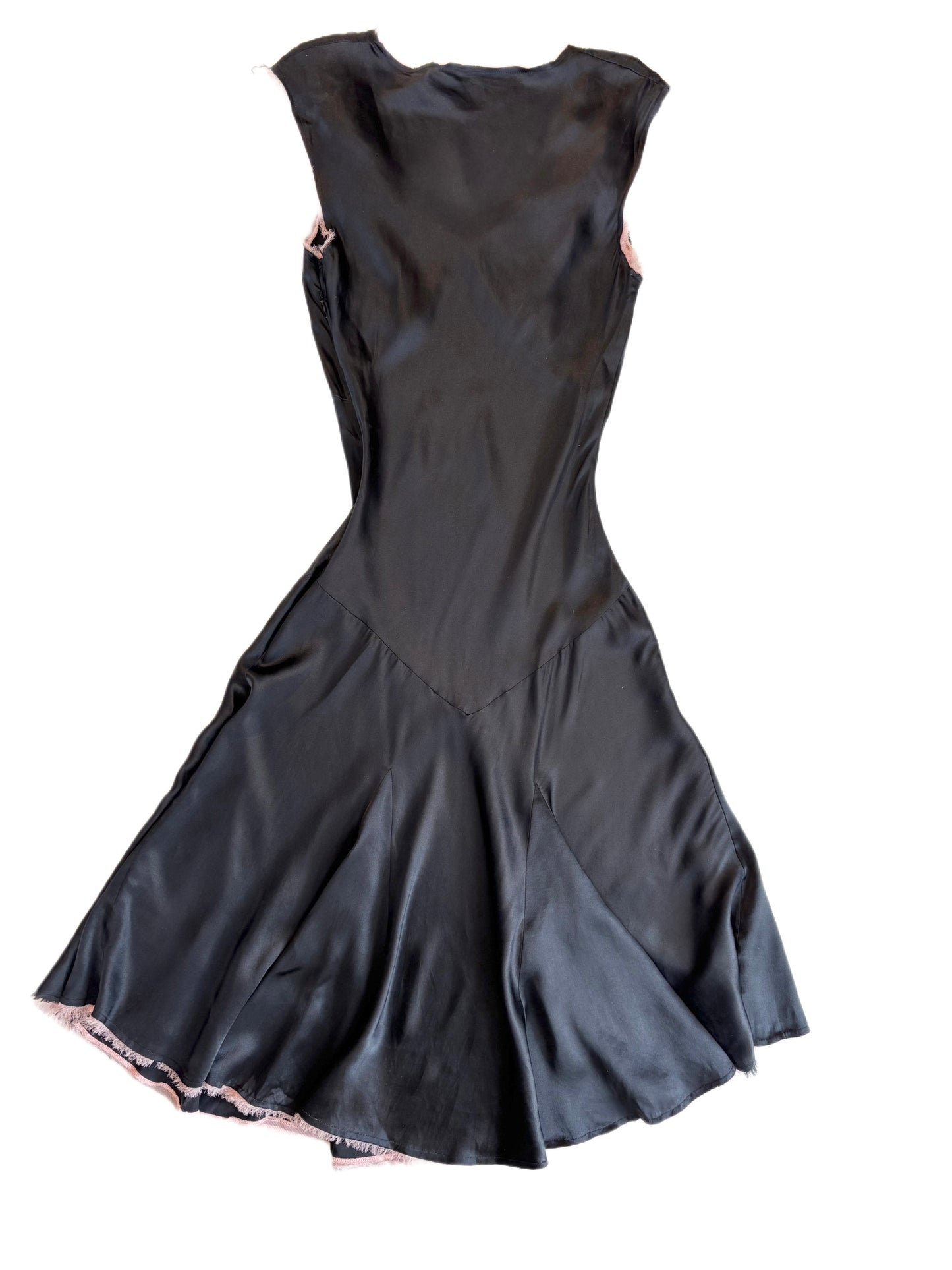 Vintage black bias cut silk dress