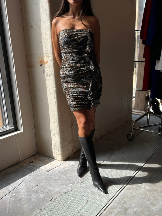 Philipp Plain Couture Tiger Tube Silk Dress Y2K