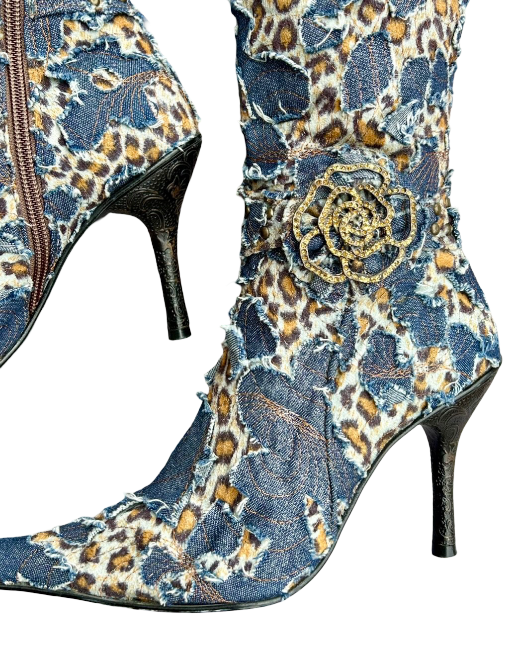 Cheeta and denim pointy heels