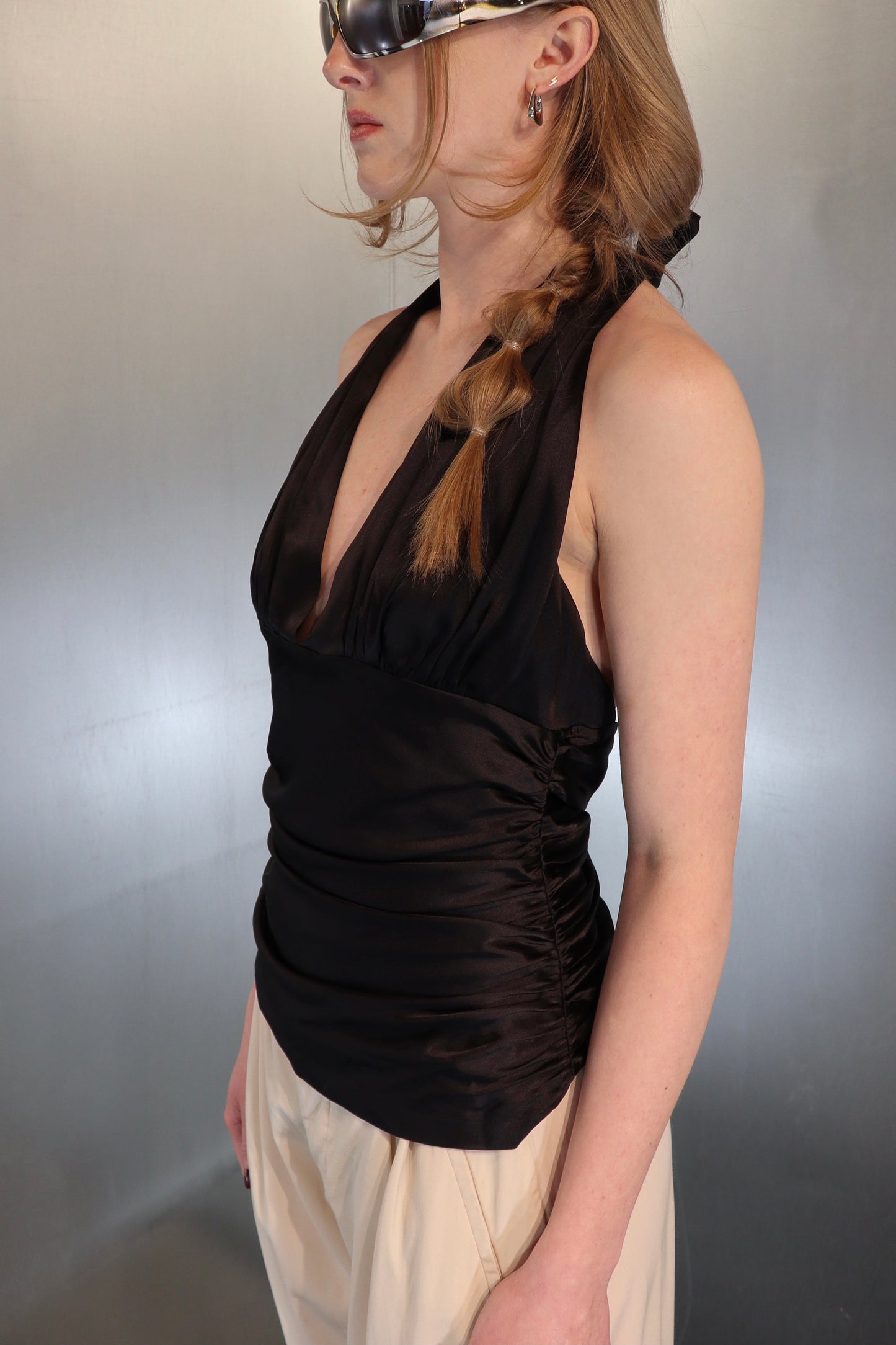 Dolce & Gabbana Ruched Silk Halter Top c. 2000