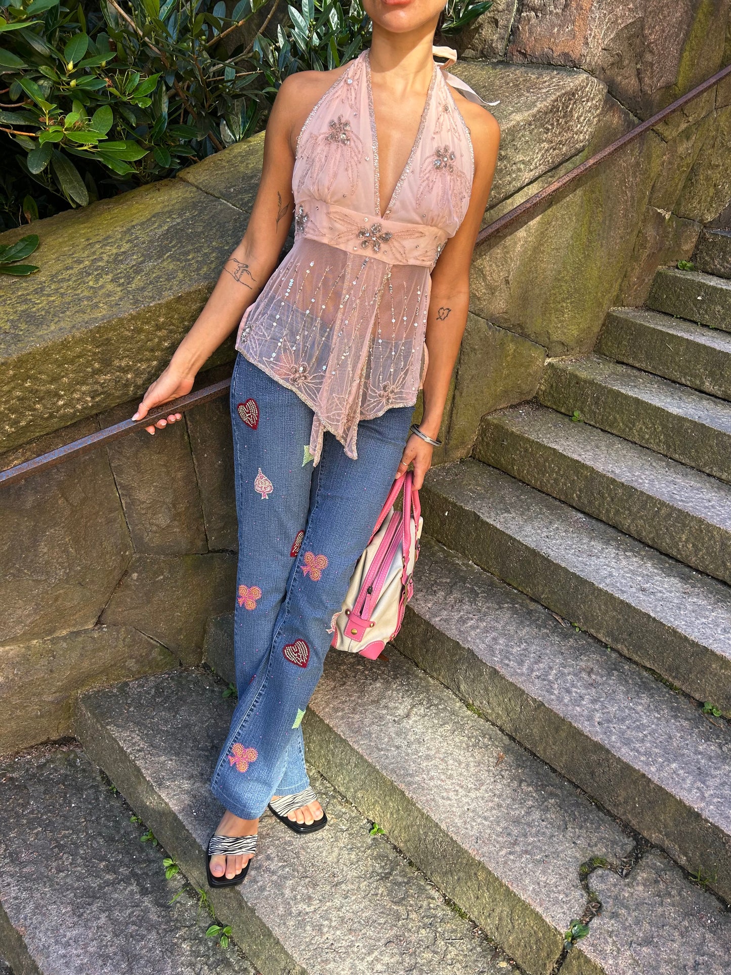 Pink halter sequin top