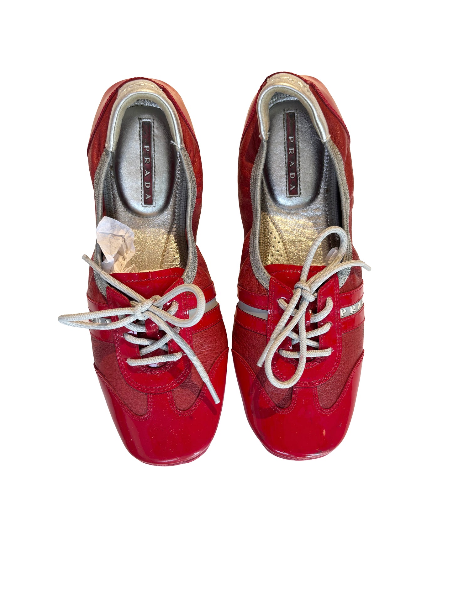 Prada Red Patent Leather Ballet Sneakers