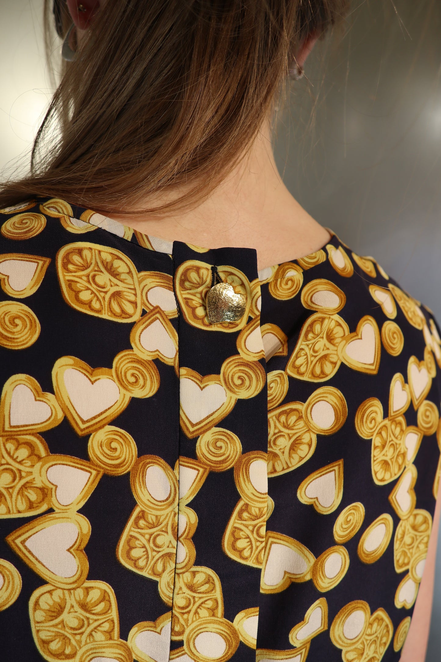 Vintage YSL Ornate Gold Hearts Silk Top