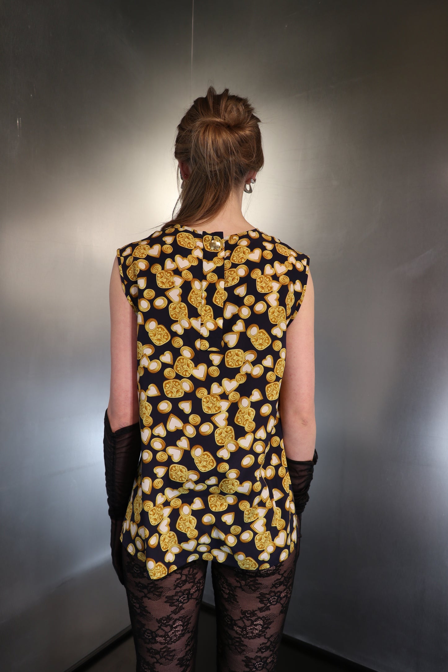Vintage YSL Ornate Gold Hearts Silk Top