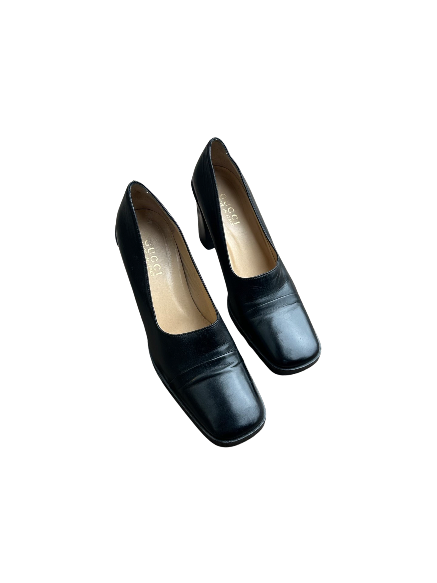 Gucci Black Square Toe Leather Platform
