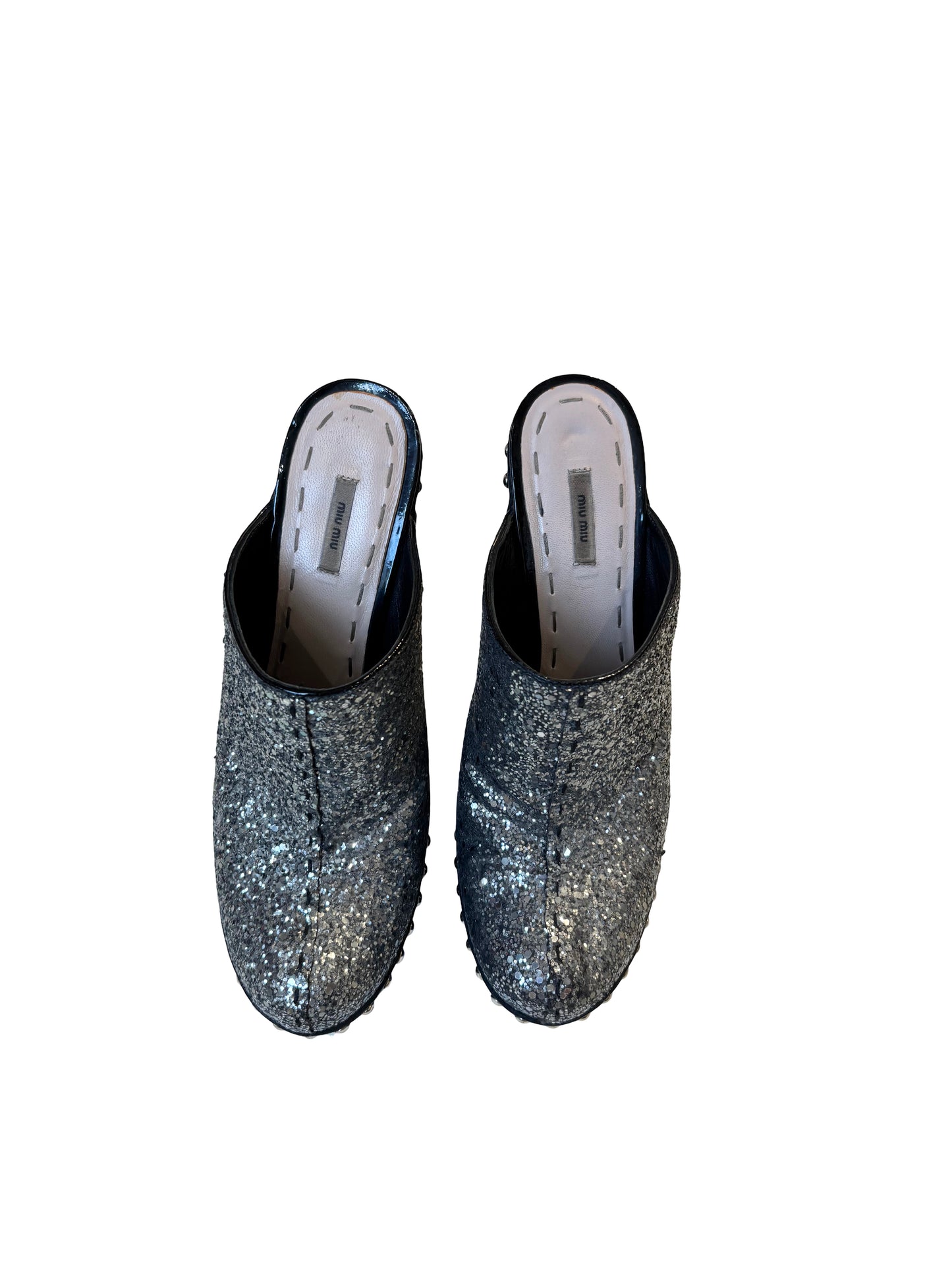 Miu Miu Glitter Platform Mules SS10 Archive