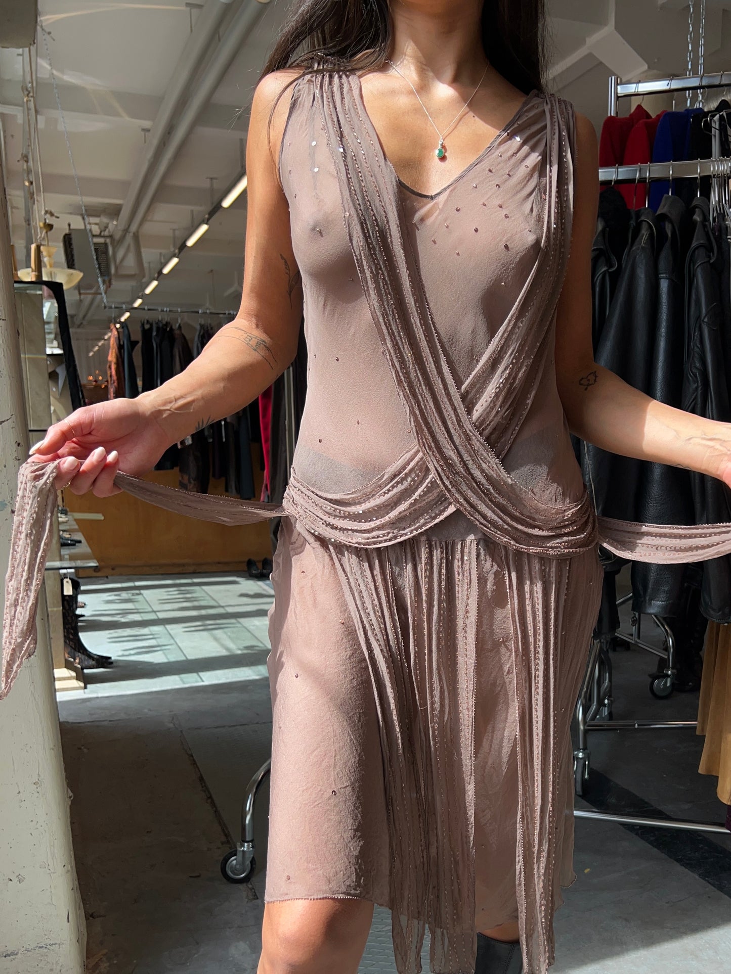 Sheer Silk Sequin Dress 90’s