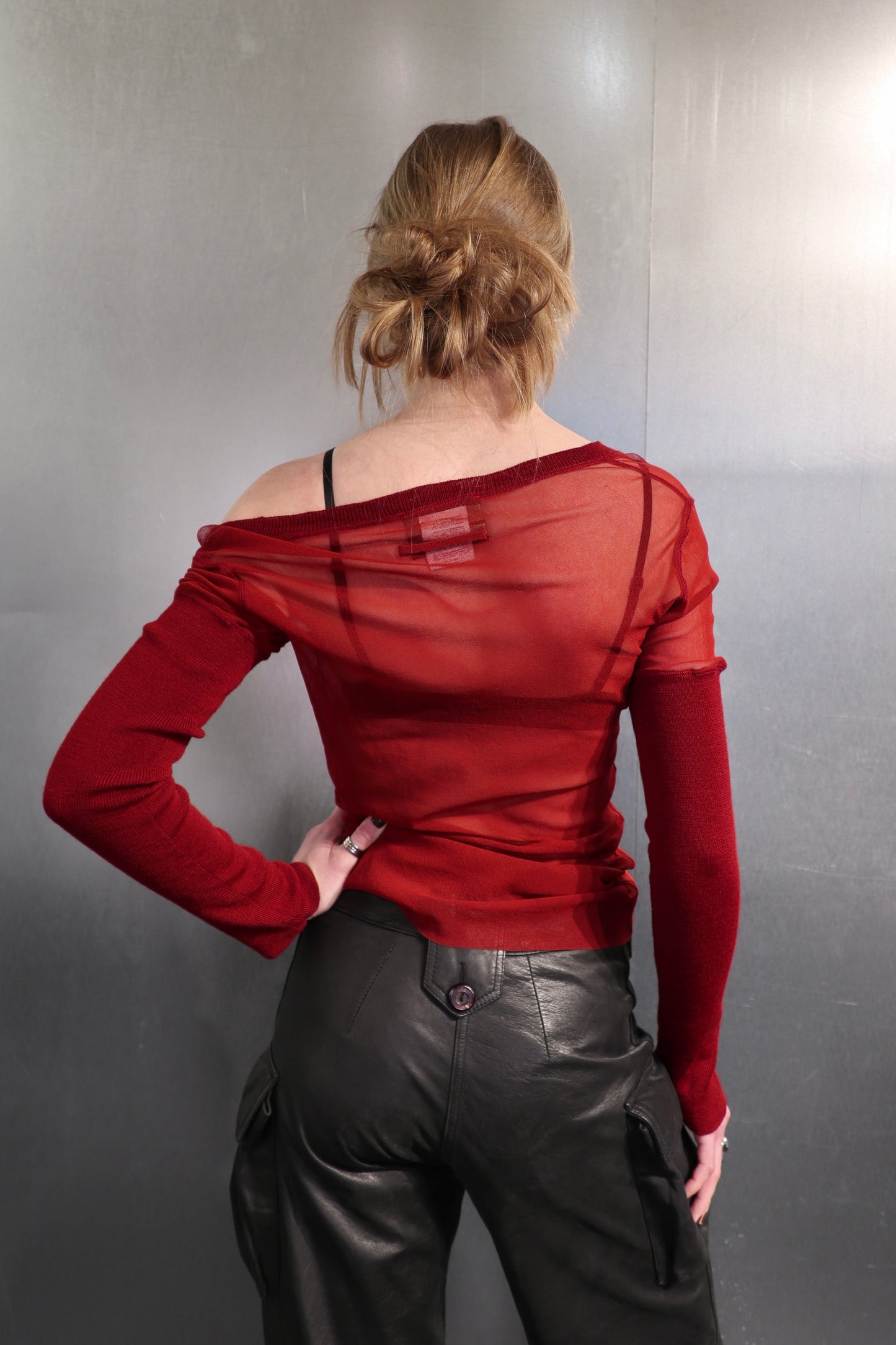 Gaultier Maille Knit Sleeve Mesh Top