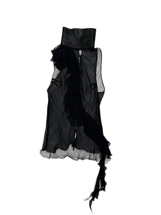 Patrizia Pepe sheer frill polo top