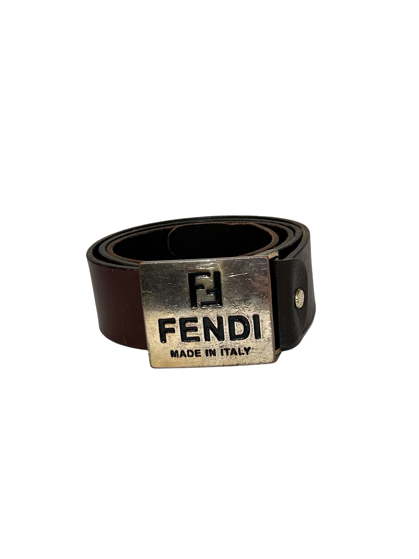 Fendi Brown leather buckle belt