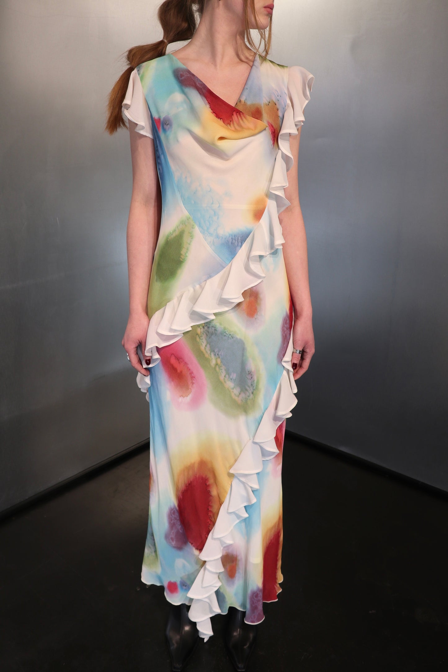 2000’s Ruffle Watercolor Maxi Dress
