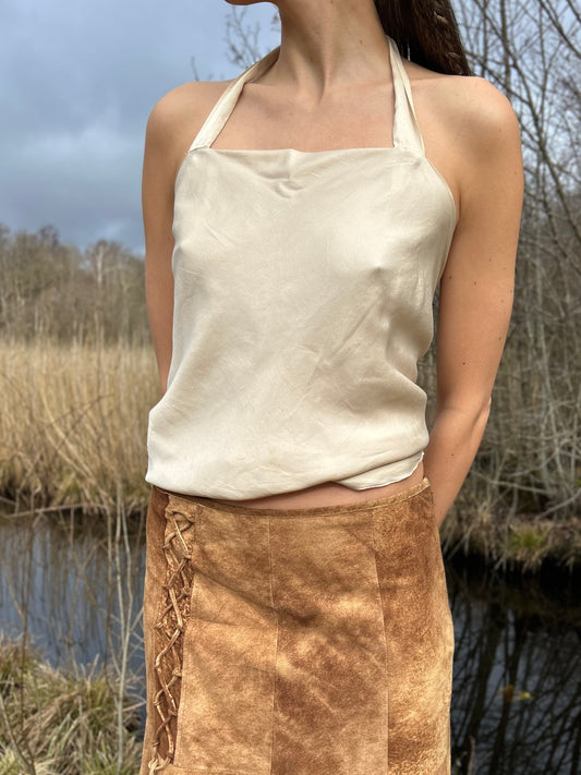 Champagne Silk tie halter top