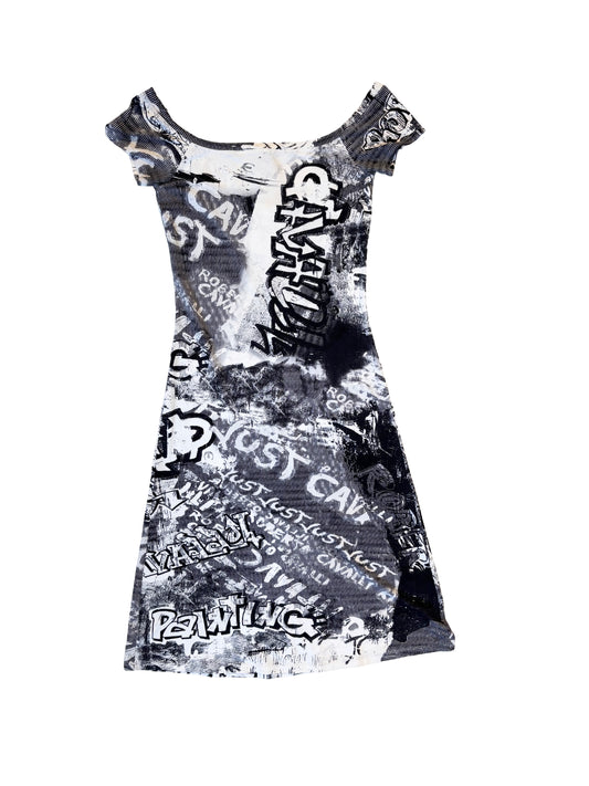 Roberto Cavalli Graffiti Print Dress