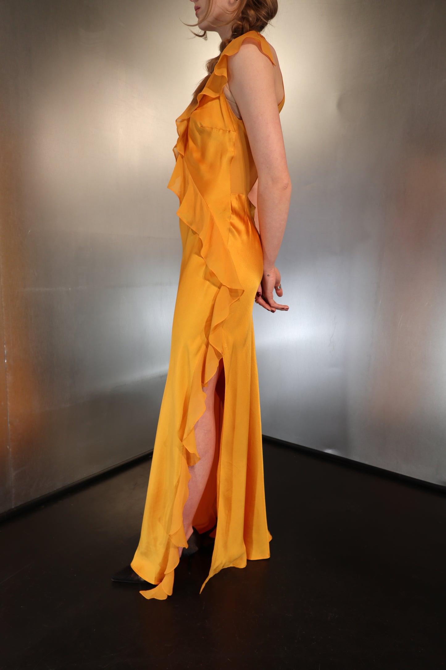 Vintage Ruffled Silk Gown
