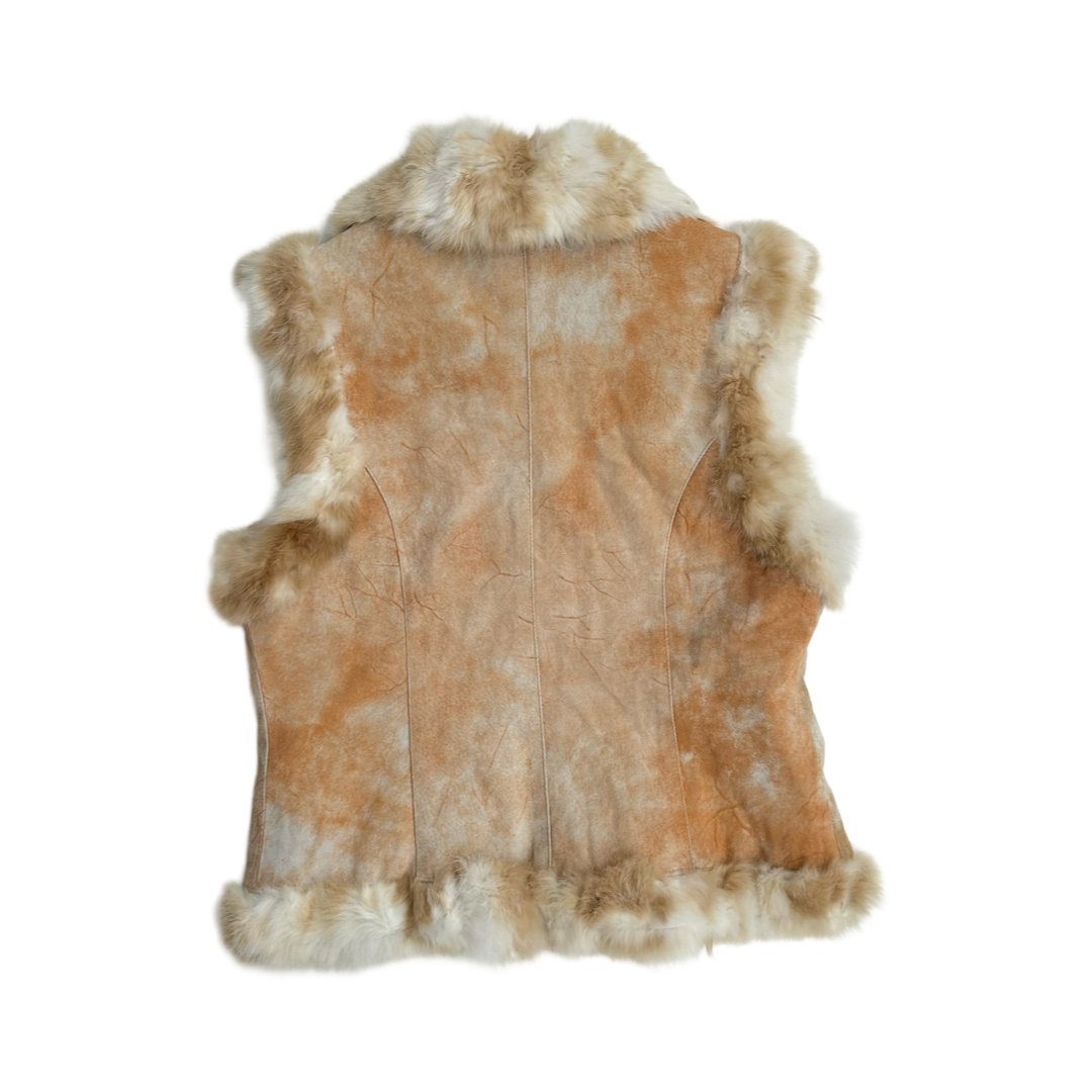 Reversible peach fur suede vest