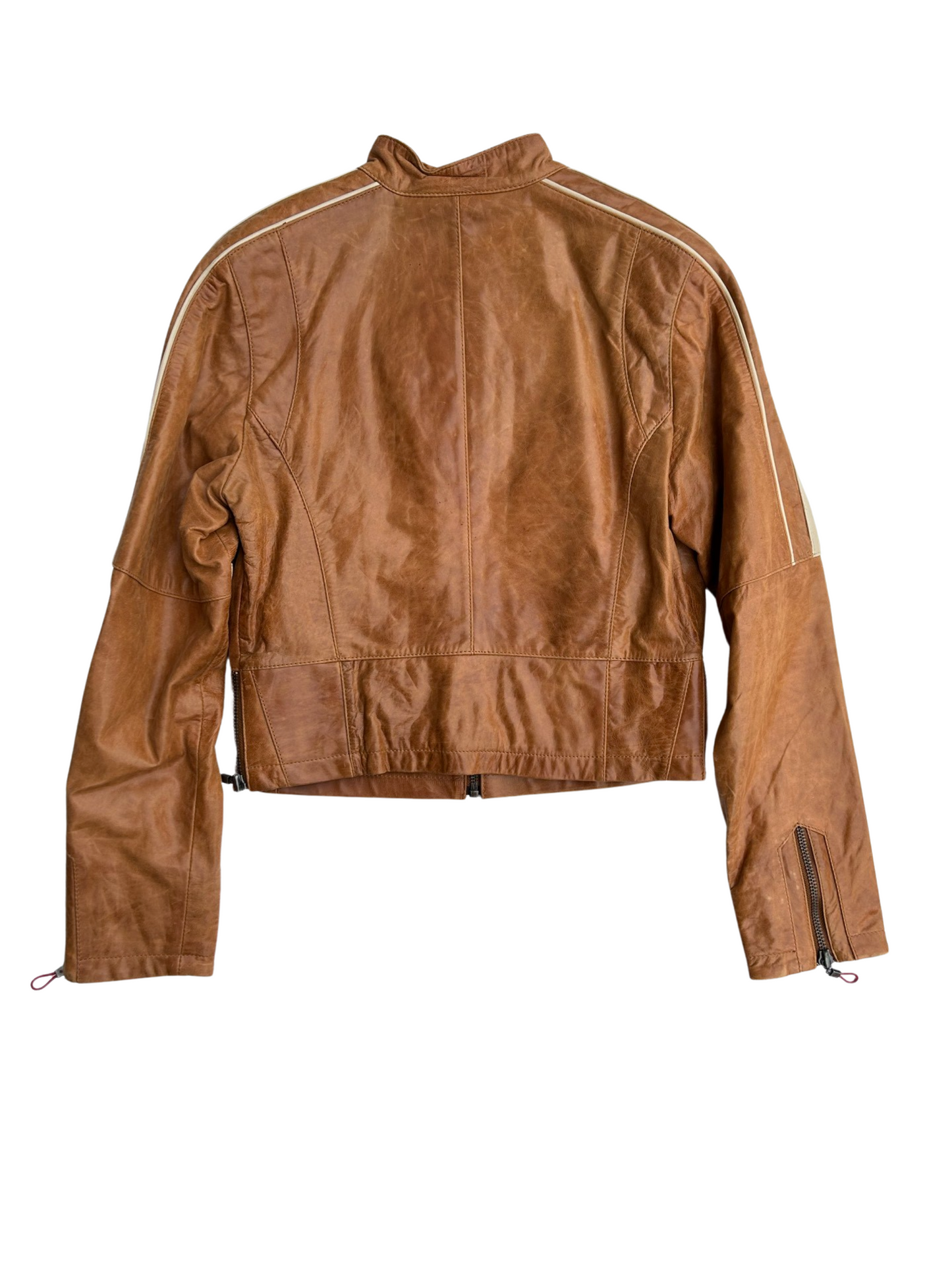 Bronze brown biker leather jacket