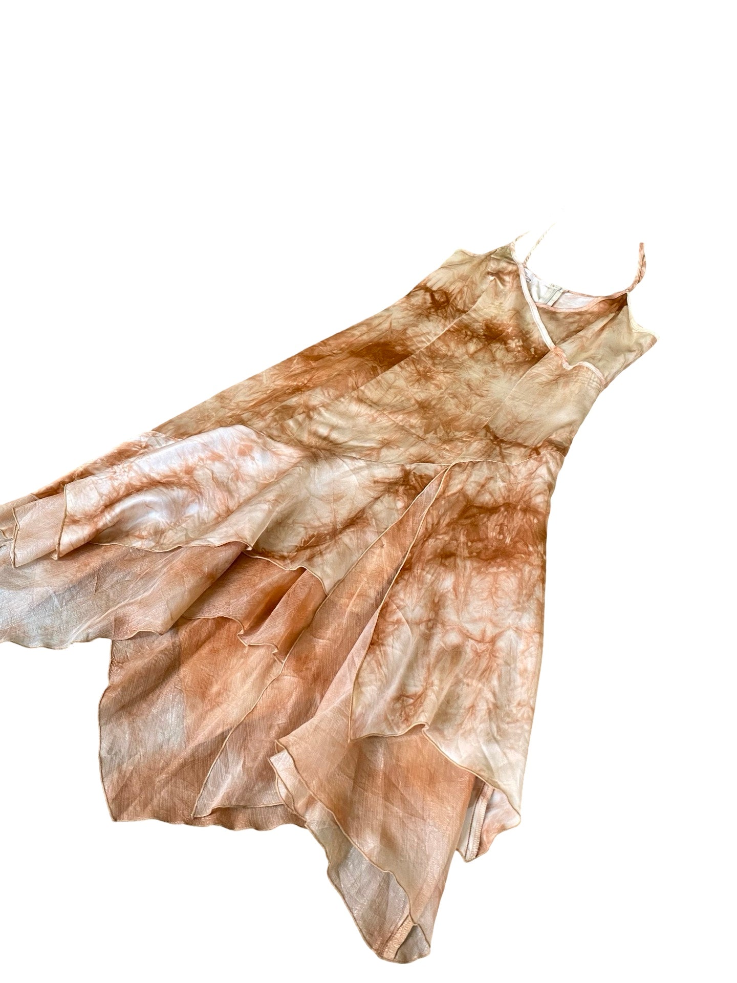 Peach Tie-dye Silk Dress