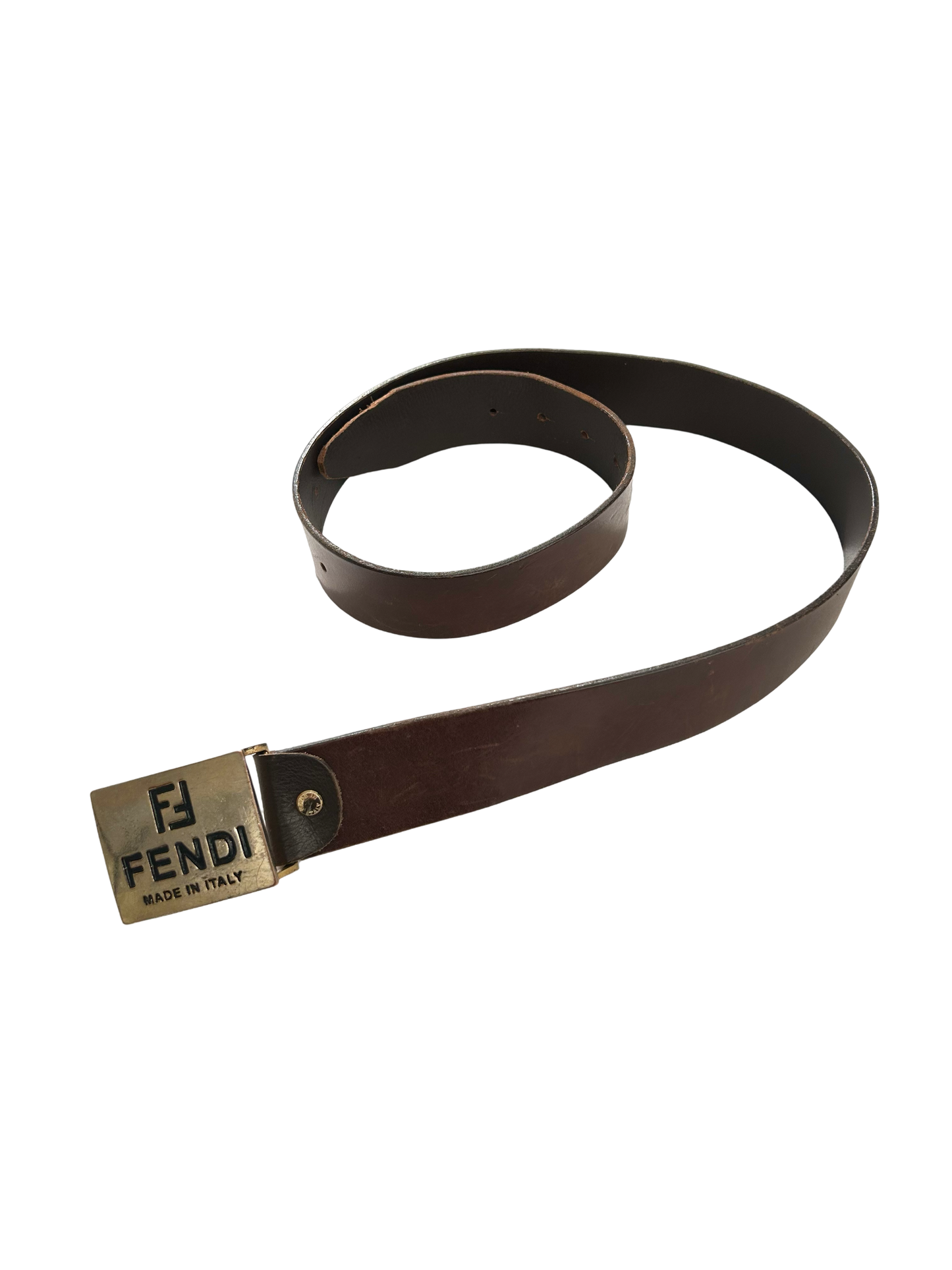 Fendi Brown leather buckle belt