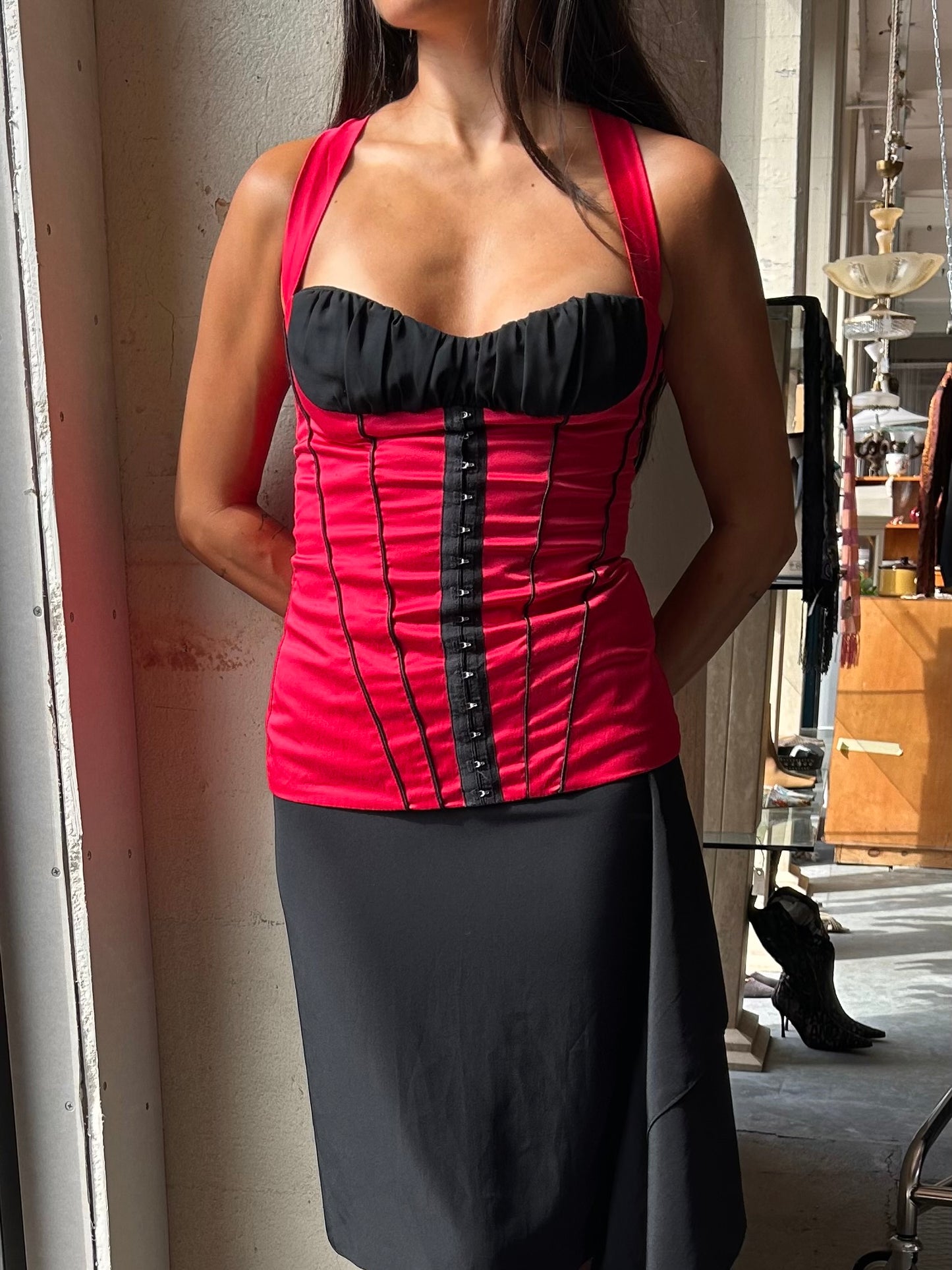 Jane Norman rouge corset top
