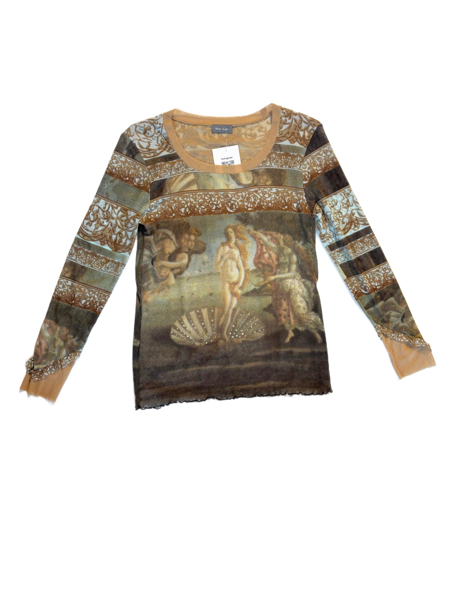 Marc Aurel Renaissance Print Mesh Top