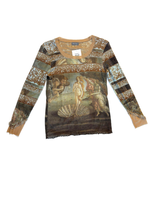 Marc Aurel Renaissance Print Mesh Top