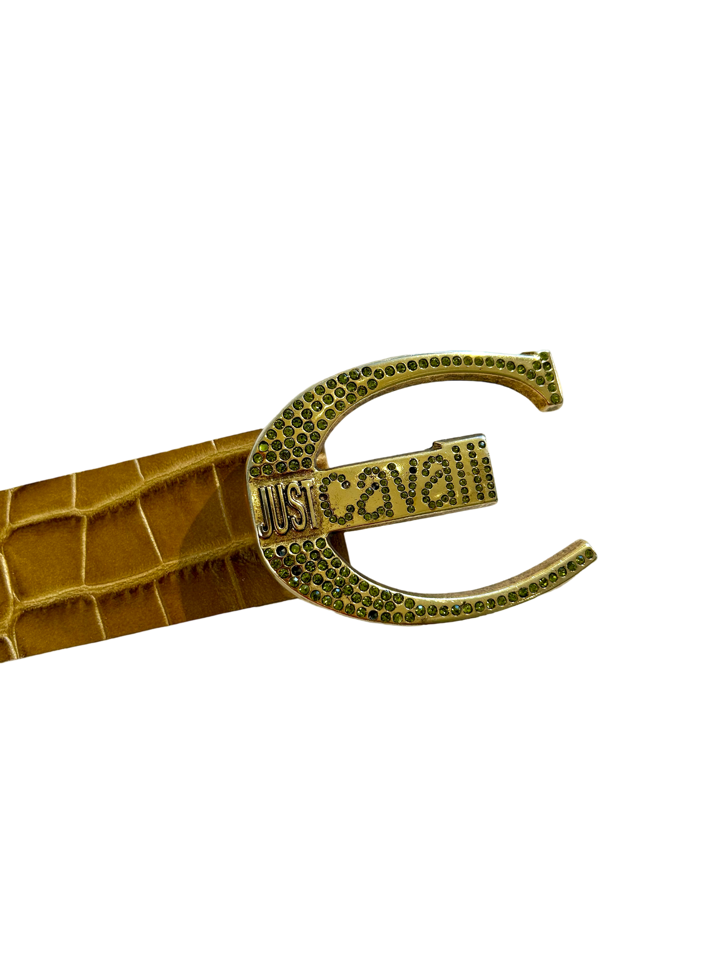 Cavalli bejeweled croco belt