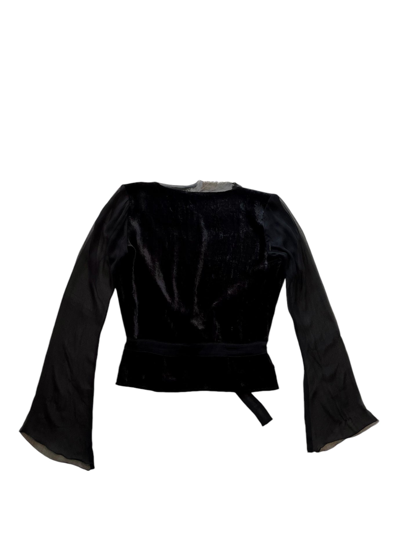 Embellished black silk blouse