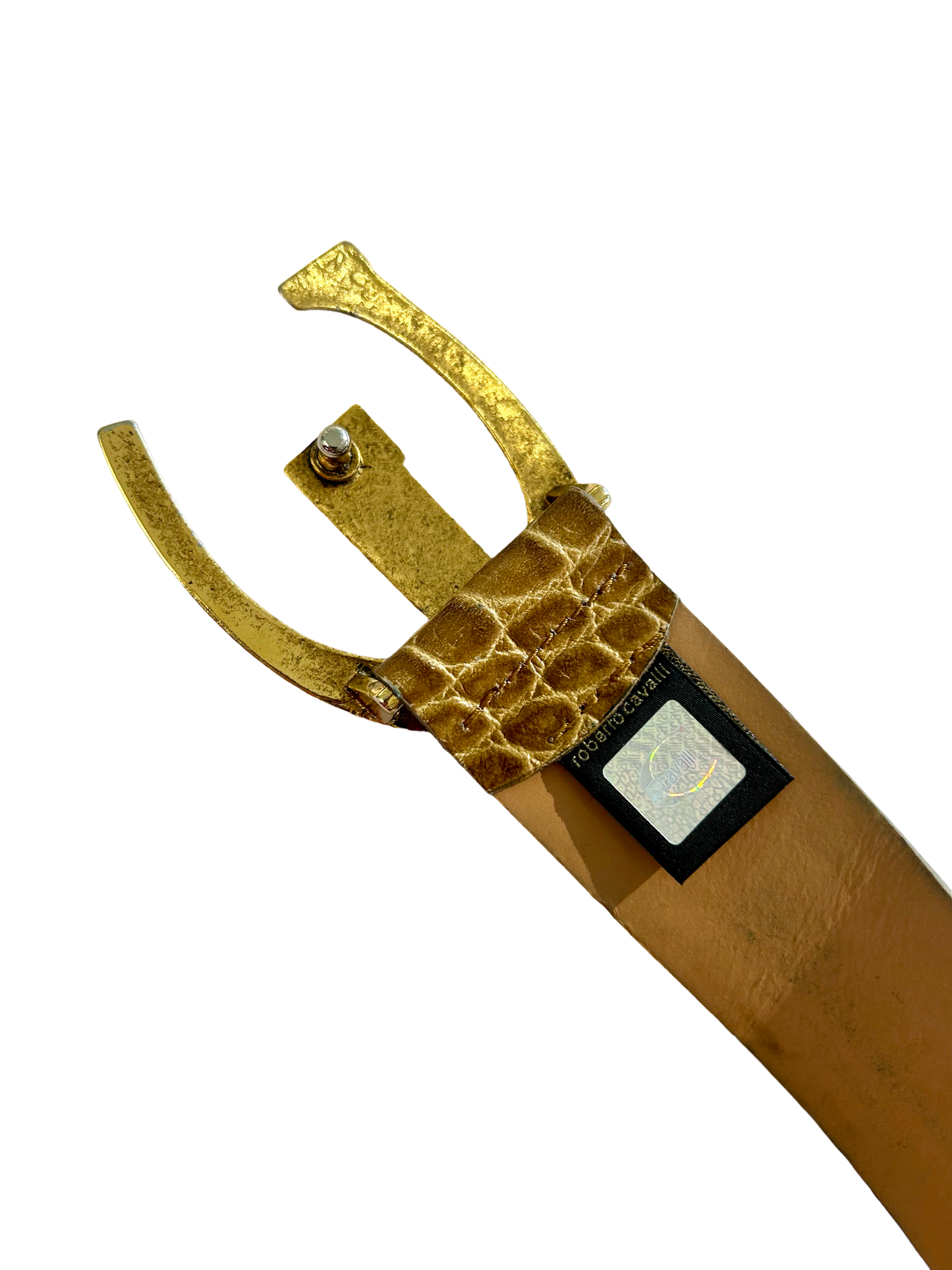 Cavalli bejeweled croco belt